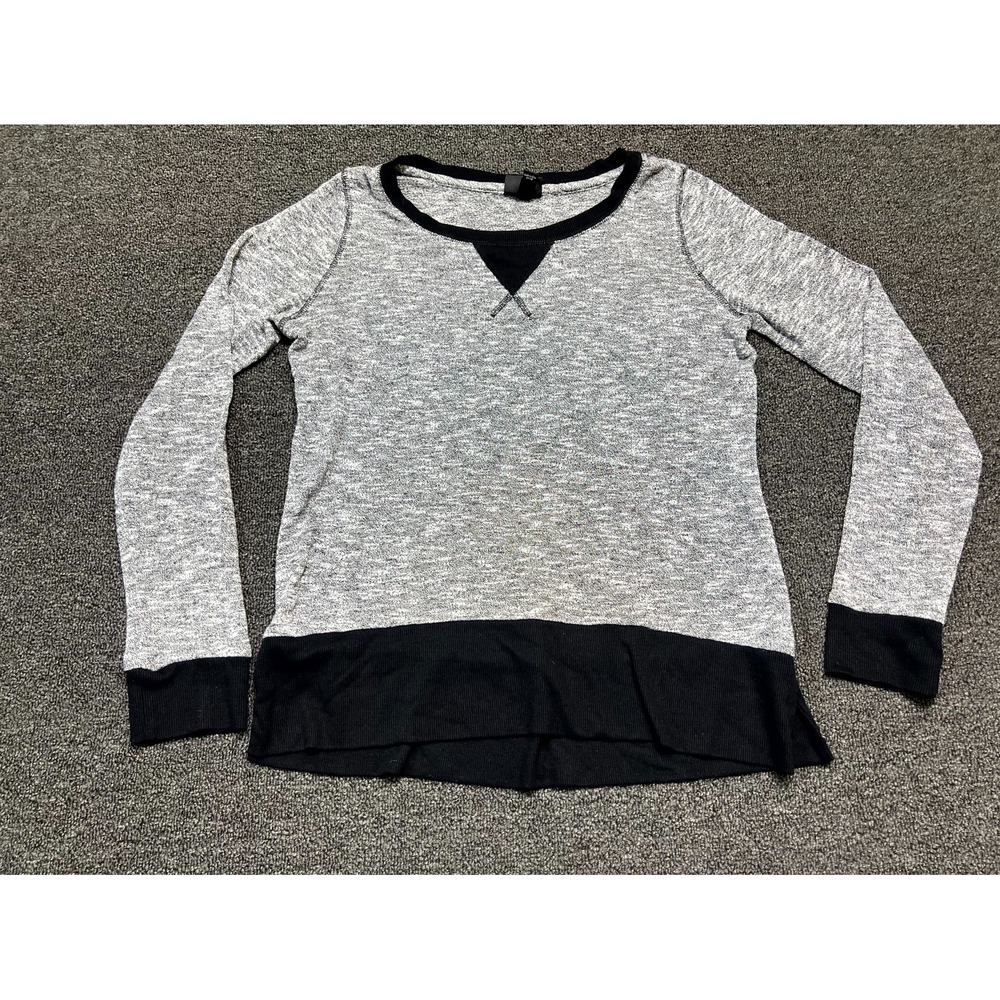 Mossimo Knit Top Womens Medium Gray Rayon Stretch Raglan Sleeve Crew Neck Casual